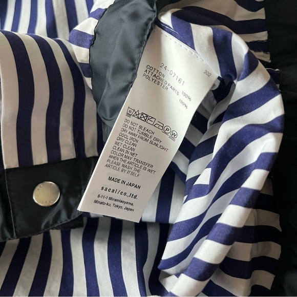 SACAI x Thomas MASON sz 2 S Striped Cropped Shirt Short Sleeve White Blue - Picture 9 of 15